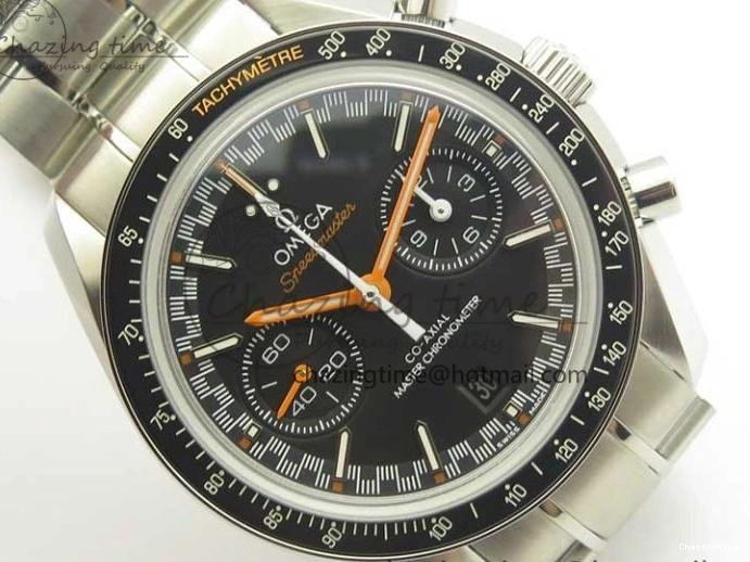 0114 Speedmaster Moonwatch OMF 1:1 Best Edition Black Dial Orange Hand on SS Bracelet A Timeless 8044